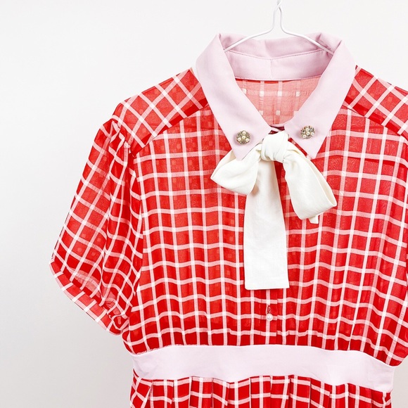 Sister Jane Grid Check Pussybow Midaxi Dress